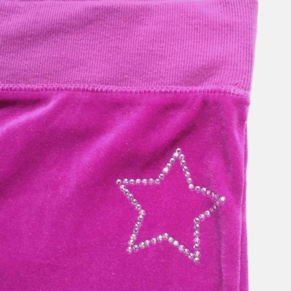 Warm Up Pant Y2K 90s Velour Rhinestone Studs Purple Rhinestone Heart